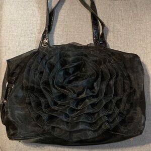 Black Floral Rosette Tote Bag - Women Bags